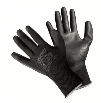 Перчатки для точных работ,полиэстер,полиуретановое покрытие,черные Fiberon — Крепимир